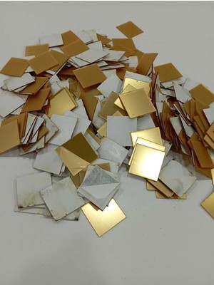 Buççin Online Mağaza  Dekor Süs Mozaık Ayna 100 Adet 3cm*3cm Pleksi Dekoratif Gold Antre Banyo Plastik Altın
