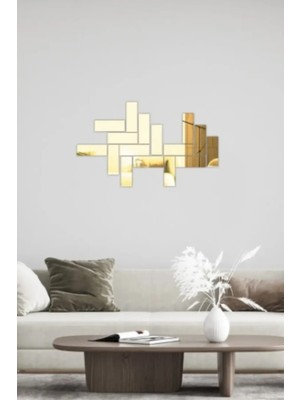 Buççin Online Mağaza  Dekoratif Tuğla Desenli Gümüş / Gold Pleksi 20 Adet 5X20CM (Kendinden Yapışkanlı) Altın Belirtilmemi