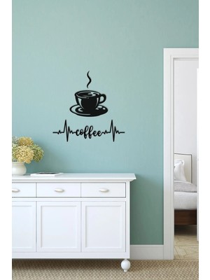 Buççin Online Mağaza  Siyah Ahşap Coffee Fincan Duvar Dekoru - Mutfak Konsepti Cafe Kahve Köşesi Için 40X40CM Tablo Ahşap