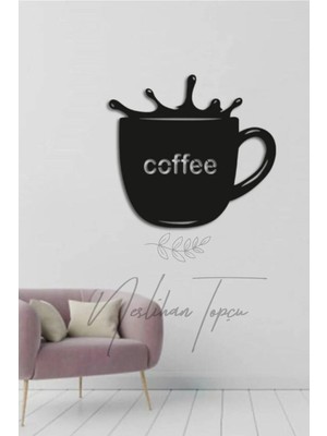Buççin Online Mağaza  Siyah Ahşap Bardak Coffee Duvar Dekoru - Mutfak Konsepti Ev Dekorasyon Kahve Köşesi Için 50X45 cm Ah