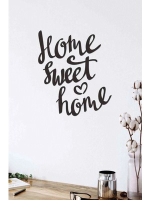 Buççin Online Mağaza  Home Sweet Home Duvar Dekoru Tablosu Siyah Ahşap Lazer Mdf Ahşap Siyah