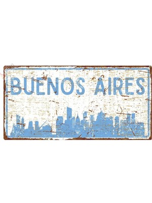 Buççin Online Mağaza  Buenos Aires Silüetli Dekoratif Alüminyum Tabela - Buenos Aires Manzaralı Duvar Dekoru Metal Çok Ren