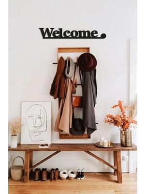 Buççin Online Mağaza  Dekoratif Ahşap Duvar Dekoru Welcome Panosu 50X8CM Ahşap Siyah