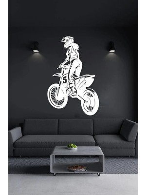 Buççin Online Mağaza  Motorcu Kadın Dekoratif Tablo (65*45CM) Ahşap Mdf Lazer Kesim 3mm Duvar Süsü (Kendinden Yapışkanlı)