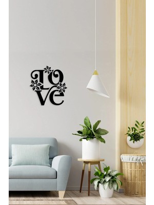 Buççin Online Mağaza  Siyah Ahşap Çiçekli Love Duvar Dekoru - Salon Oturma Yatak Odası Için 40X40 cm Tablo Seti Ahşap Siya