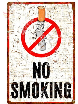 Buççin Online Mağaza  Sinsi Bakışlı No Smoking Dekoratif Alüminyum Tabela - 15CM x 22,5cm Metal Çok Renkli
