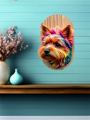 Buççin Online Mağaza  12X18 cm 3D Görünümlü Köpek V2 Mdf Duvar Dekoratif Ahşap Çok Renkli