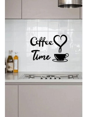 Buççin Online Mağaza  Coffee Time 4 Parça Siyah Ahşap Lazer Kesim Duvar Dekorasyon Ürünü Ahşap Siyah