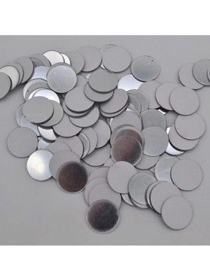 Buççin Online Mağaza  Gümüş Dekor Süs Yuvarlak Ayna Pleksi Dekoratif 3*3cm 100 Adet Akrilik Gümüş