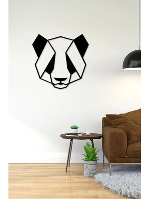 Buççin Online Mağaza  40X40 cm Geometrik Kesim Panda Ahşap Duvar Panosu Ahşap Siyah