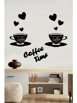 Buççin Online Mağaza  Coffee Time Kalp Fincan Ahşap Mdf Duvar Dekoru Ahşap Siyah