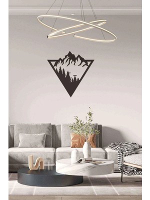 Buççin Online Mağaza  Geometric Dağ Figürlü Duvar Dekoru Siyah Ahşap Lazer Mdf Ahşap Siyah