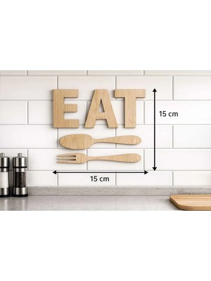 Buççin Online Mağaza  Ahşap Dekoratif Kaşık Çatal Eat Duvar Dekoru Mutfak Cafe Için Mdf Tablo Ahşap Çok Renkli