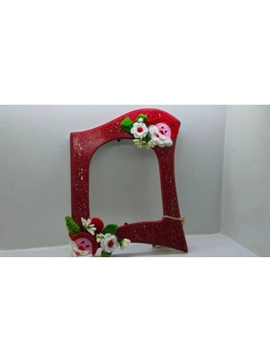 Buççin Online Mağaza  Ahşap  Noel Baba Temalı Çerçeve Duvar Süsü Ahşap Kırmızı