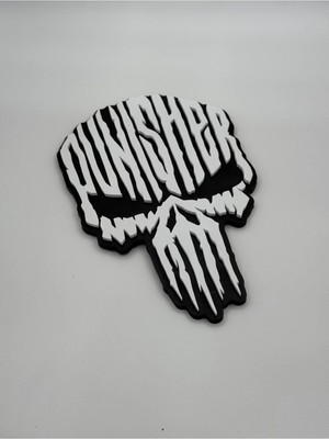 Buççin Online Mağaza  Punisher Duvar Dekorasyon Ürünü - Gamer Oda Dekor Tablo Plastik Beyaz