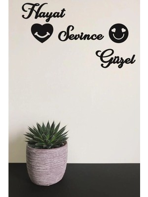 Buççin Online Mağaza  Hayat Sevince Güzel Duvar Yazısı Ahşap Duvar Tablosu Mutlu Kalp Smile Ahşap Siyah