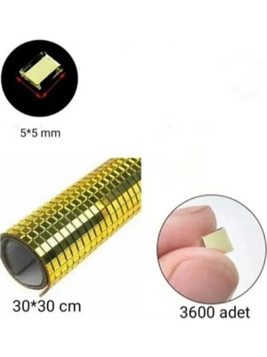 Buççin Online Mağaza  Kendinden Yapışkanlı Mozaik Ayna 5x5 M  Gold Renk 3600  Adet Cam Altın
