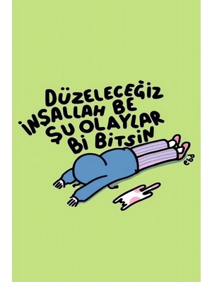 Buççin Online Mağaza  Ahşap Düzeleceğiz Inşallah Duvar Poster Ahşap Çok Renkli
