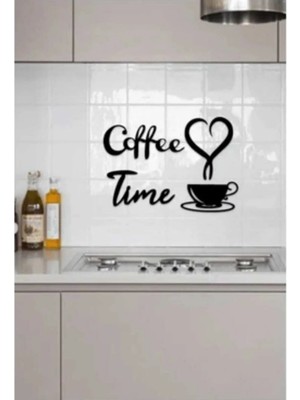 Buççin Online Mağaza  10K Dekor Coffee Time 4 Parça Siyah Ahşap Lazer Kesim Duvar Dekorasyon Ürünü Ahşap Siyah