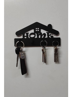 Buççin Online Mağaza  Ev Figürlü Home Ahşap Anahtar Askısı Dktdn- Ahşap Siyah