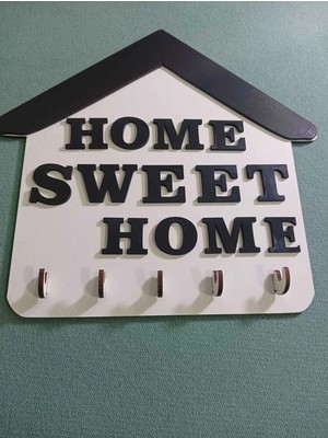 Buççin Online Mağaza  Ahşap Mdf Home Sweet Home  Yazılı Anahtar Askılığı Duvar Dekorasyonu Ahşap Beyaz