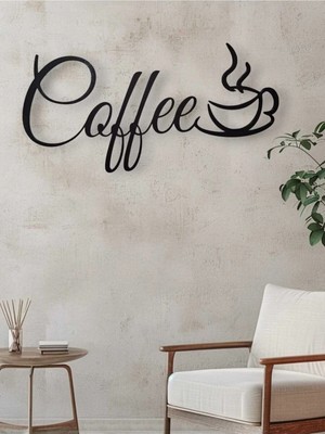 Buççin Online Mağaza  3D Baskı Coffee Yazılı Dekoratif Duvar Süsü – Kahve Temalı Tasarım Plastik Siyah