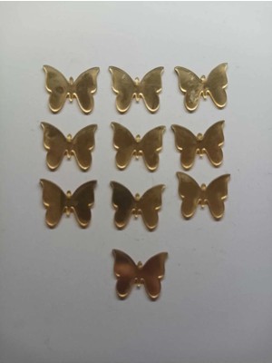 Buççin Online Mağaza  Kelebek 3 cm 10 Adet Gold Aynalı Kendinden Yapışkanlı Pleksi Dekoratif Obje Akrilik Altın