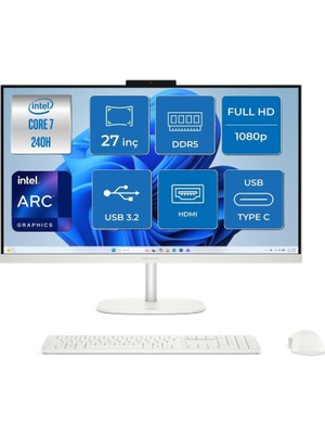 Hp omnistudio 27-CU0008NT Intel Core 7 240H 24GB 1tb SSD Windows 11 Pro 27" IPS All In One D62C0EA Snertech