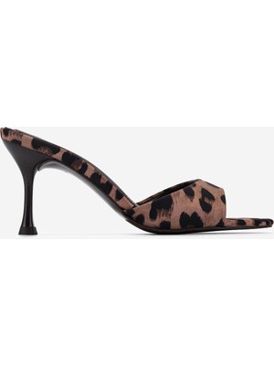 Valmenti Kadın Tekstil Leopar Topuklu Terlik 932 Y278 Bn Trlk Y26 Leopar Saten
