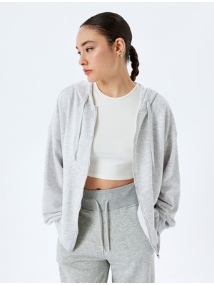 Koton Fermuarlı Kanguru Cepli Oversize Kapüşonlu Sweatshirt