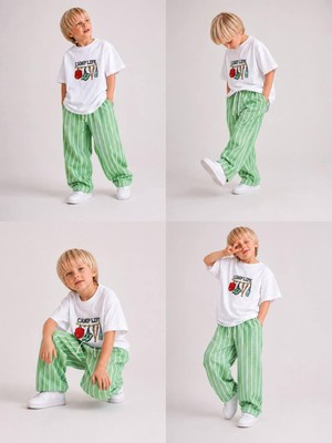 jumigo Oversıze Çizgili Pantolon ve Tshırt Takım