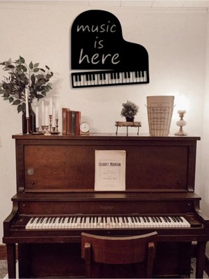 Buççin Online Mağaza  Music Is Here Piano Müzik Ahşap Mdf Dekoratif Tablo Ahşap Siyah
