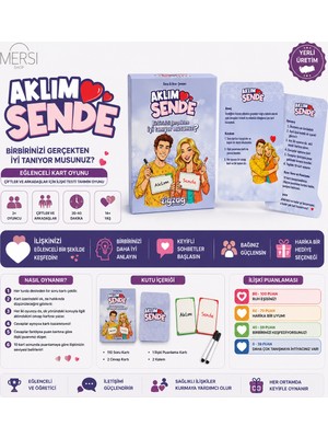 Mersi Shop Aklım Sende Eğlenceli Kart Oyunu | Çiftler ve Arkadaşlar Için Ilişki Testi Tahmin Oyunu