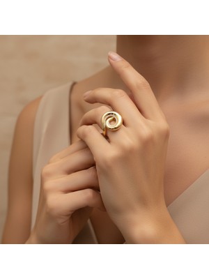 Stil Incisi/ Xupıng Jewelry /salyangoz Model Zirkon Taşlı Yüzük