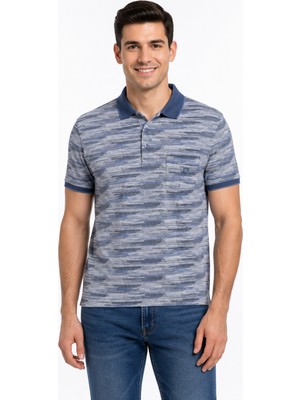 Bihan Store Degrade Geçişli Pamuklu Erkek Polo Yaka T-Shirt 1978-İNDIGO
