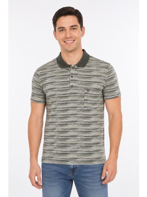 Bihan Store Degrade Geçişli Pamuklu Erkek Polo Yaka T-Shirt 1978-YEŞIL
