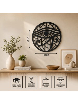 Buççin Online Mağaza  Horus Gözü Duvar Tablosu 3mm Mdf Lazer Kesim Geometrik Modern Duvar Süsü Mısır Mitolojisi Dekoratif