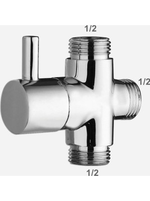 Yapıtaşı Banyo Robot Duş Seti Yönlendirici Musluk 1/2x1/2x1/2 Krom Kaplama Pirinç Malzeme
