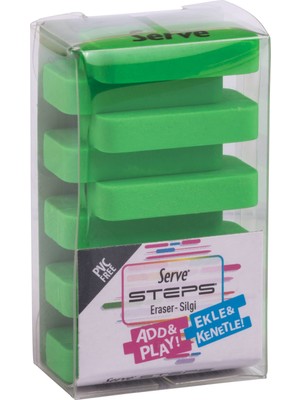Serve Steps Fosforlu Yeşil Silgi PVC İçermeyen Eğlenceli Tasarım
