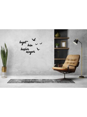 Buççin Online Mağaza  Ahşap Duvar Yazısı "hayat Kısa Kuşlar Uçuyor" Plastik Siyah