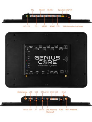 Genova Donanım 10.1 Inç RK3568 Android Endüstriyel Hmı Panel Pc 2gb 32GB IPS Dokunmatik 800X1280 Rockchip HDMI RS232 RS485 Android 11 Speaker USB Wifi Otomasyon Iot