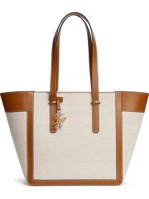Tommy Hilfiger Kadın Metal Logo Fermuar Kapama Deri Kısa Kulp Kahverengi Omuz Çantası AW0AW18829-GB8