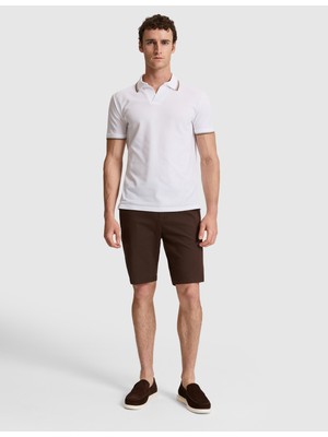 Pierre Cardin Erkek Koyu Kahverengi Slim Fit Dokuma Şort 50327884-VR084
