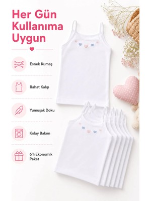 Hepsine Rakip 6lı Kız Çocuk Ip Askılı Işlemeli Atlet Ribana Fanila