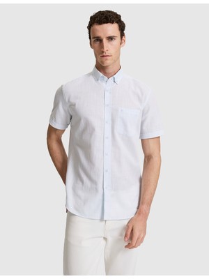 Pierre Cardin Erkek Mavi Esinti Kısa Kollu %100 Pamuk Yaz Gömleği 50325364-VR095