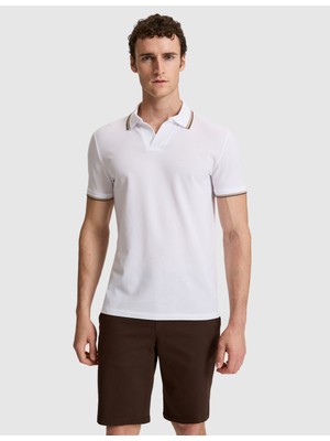 Pierre Cardin Erkek Beyaz Slim Fit %100 Pamuk Apaş Yaka Tişört 50327845-VR013