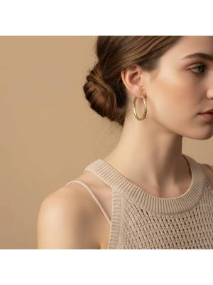Xupıng Jewelry 14 Ayar Altın Kaplama,halka Küçük Desenli Küpe