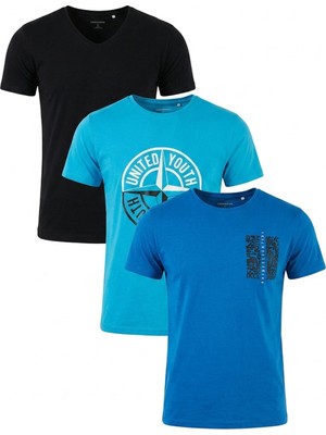 Buratti Pamuklu Baskılı 3'lü Paket T Shirt Erkek T Shirt 541S3