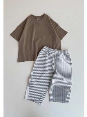 Cigit Oversize T-Shirt Takım 2-10 Yaş Vizon