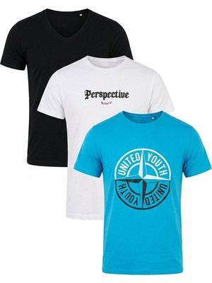 Buratti Pamuklu Baskılı 3'lü Paket T Shirt Erkek T Shirt 541S3